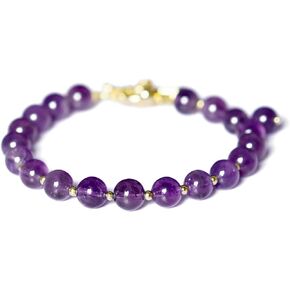 Morchic 6mm Quartz Crystal Beads Bracelet for Women, Natural Gemstone Birthday Gift, OT Toggle Clasp Easy Adjustable 7.4"