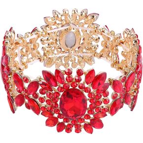 EVER FAITH Women's Austrian Crystal Bridal Flower Elastic Stretch Bracelet
