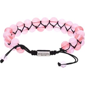 POLLDAN® Rose Quartz Bracelet | 8,5 mm Rose Quartz Crystals AAA Grade | Amethyst Gemstone Beaded Bracelets for Women | Rose Quartz Bracelets For Women
