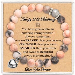 EFVISD 21st Birthday Gifts for Women Her, 21 Year Old Birthday Gifts for Her, Beaded Bracelet Gifts for 21st Birthday Female, Happy 21st Birthday Gifts Ideas for Daughter Granddaughter Niece Friend