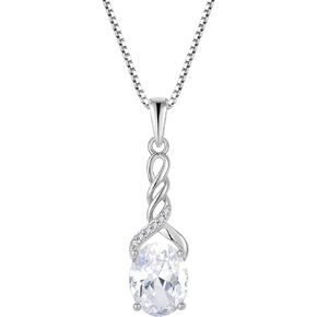VA JENT Infinity Necklaces for Women Sterling Silver Oval Birthstone Pendant Necklace with Rhodium Plated for Holiday Gifts