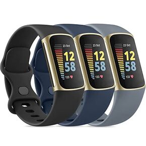 Pack 3 Silicone Bands for Fitbit Charge 5, Adjustable Replacement Wristbands for Fitbit Charge 5 Women Men Small Large (Without Tracker)