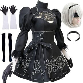 Yorha 9s Cosplay Costume 9s Outfit Black Dress Full Set Fancy Party Halloween