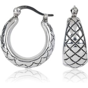 Lightweight Small Chunky Silver Hoop Earrings for Women | Nickel Free 925 Sterling Silver Hypoallergenic Earrings with Click Tops by MAX + STONE