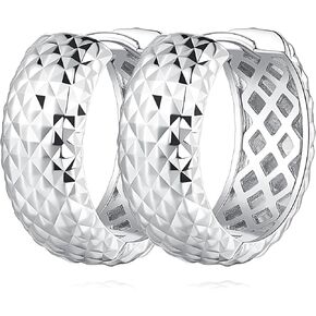 Rosie Olive Hoop Earrings Sterling Silver Hoop Earrings Hypoallergenic Silver Earrings Thick Chunky Silver Hoop Earrings Unique Mesh Design Small Silver Hoops (20mm*7.7mm)