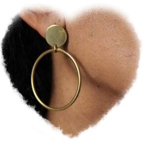 Doubnine Retro Hoop Earrings Bronze Boho Circle Matte Gold Disc Earrings Stud Chic Jewelry for Women