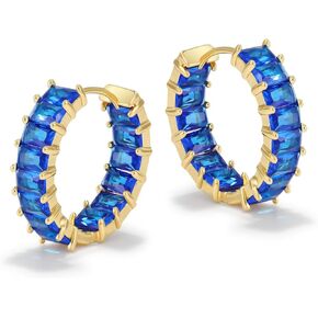 Lourny Crystal Hoop Earrings for Women, 18K Gold Plated Chunky CZ Earrings Hypoallergenic Trendy Lightweight Earring Multcolors Jewelry Gifts for Women Girls