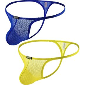 IKINGSKY Men's Lace See Through G-String Underwear Soft Breathable Thong Sexy Low Rise Pouch Y-back Under Panties in Kuwait