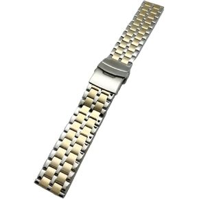 22mm Gold-Tone and Silver Metal Watchband Men's Women's Stainless Steel Strap Replacement Watchstrap Bracelet with Clasp that brings New Life to Any Watch