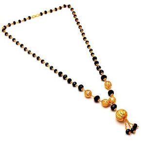 Jewar Mangalsutra With Earrings Ad Cz Multi-Stones Silver Gold Plated Black Crystal Beaded Chain Jewelry For Women