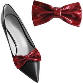2 Pcs Patent Leather Bow Shoe Clips Detachable Women Shoe Buckle Fashion Shoe Embellishment for High Heels Accessories