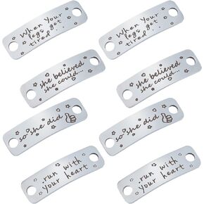 FINGERINSPIRE 8 Pcs Inspirational Shoelace Tags Trainer Tags Gift Runners Shoelace Charm Runners Fitness Gym Gift with So She Did, She Believed She Could, Run with Your Heart, When Your Legs Get Tired