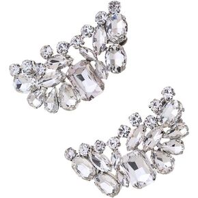 Elegant Women's Shoes Clips Rhinestone Crystal Double Buckles Shoes Jewelry Decoration, 1 Pair