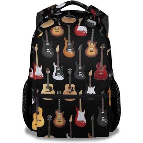 Mercuryelf Guitar Backpack for Girls & Boys - 16 Inch Black Backpacks for School - Popular Lightweight Bookbag for Kids