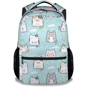 CUNEXTTIME Cat Backpack with Lunch Box, Set of 3 School Backpacks Matching Combo for Girls Boys, Cute Green Bookbag and Pencil Case Bundle