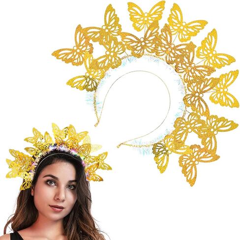 Fstrend Light Up Headband Butterfly LED Hair Hoop Monarch مضيئة غطاء الرأس زي حفلة الشاي للنساء in Kuwait