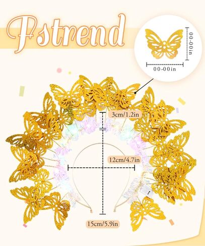 Fstrend Light Up Headband Butterfly LED Hair Hoop Monarch مضيئة غطاء الرأس زي حفلة الشاي للنساء in Kuwait