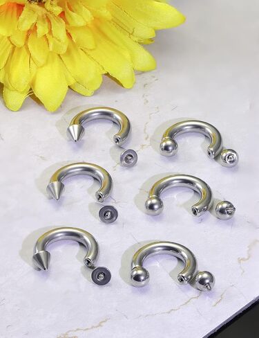 Uqnwbdq 6G 8G Large Septum Rings Horseshoes Captive Bead Ring 316L Surgical Steel CBR Pa Rings Pierced Body Jewelry for women men Inner Diameter 12mm 16mm in Saudi Arabia