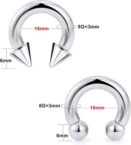 Uqnwbdq 6G 8G Large Septum Rings Horseshoes Captive Bead Ring 316L Surgical Steel CBR Pa Rings Pierced Body Jewelry for women men Inner Diameter 12mm 16mm in Saudi Arabia