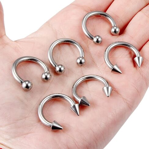 Uqnwbdq 6G 8G Large Septum Rings Horseshoes Captive Bead Ring 316L Surgical Steel CBR Pa Rings Pierced Body Jewelry for women men Inner Diameter 12mm 16mm in Saudi Arabia