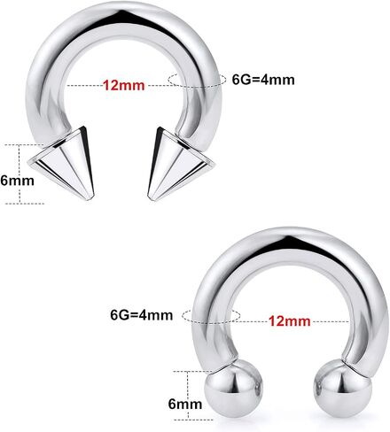 Uqnwbdq 6G 8G Large Septum Rings Horseshoes Captive Bead Ring 316L Surgical Steel CBR Pa Rings Pierced Body Jewelry for women men Inner Diameter 12mm 16mm in Saudi Arabia