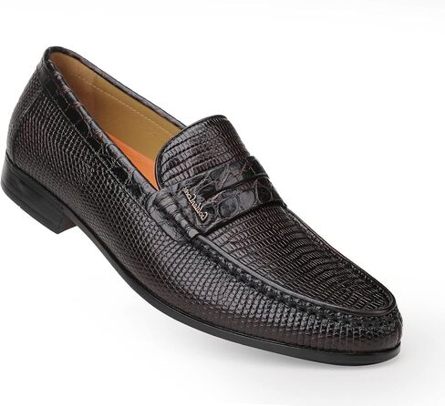 Mens Genuine Dress Shoes, Premium Crocodile Print Leather Slip-on Casual Shoes Penny Loafers for Mens, Black in Saudi Arabia