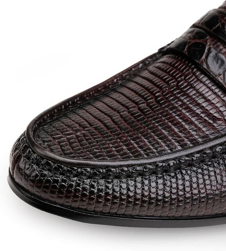 Mens Genuine Dress Shoes, Premium Crocodile Print Leather Slip-on Casual Shoes Penny Loafers for Mens, Black in Saudi Arabia