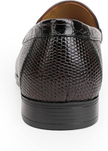 Mens Genuine Dress Shoes, Premium Crocodile Print Leather Slip-on Casual Shoes Penny Loafers for Mens, Black in Saudi Arabia