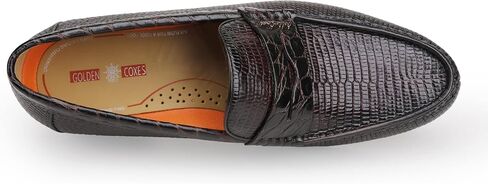 Mens Genuine Dress Shoes, Premium Crocodile Print Leather Slip-on Casual Shoes Penny Loafers for Mens, Black in Saudi Arabia