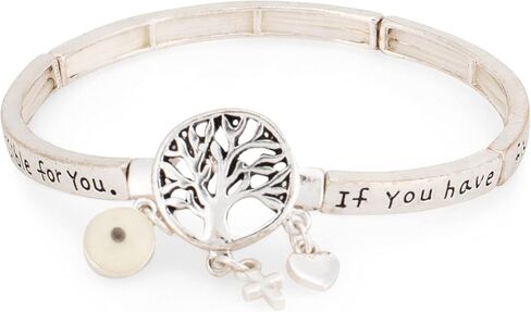 Dicksons Faith of a Mustard Seed Tree of Life Women's Tile Stretch Silver-Plated Charm Bracelet in Saudi Arabia