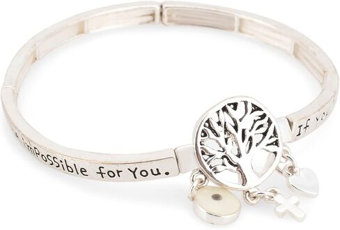 Dicksons Faith of a Mustard Seed Tree of Life Women's Tile Stretch Silver-Plated Charm Bracelet in Saudi Arabia