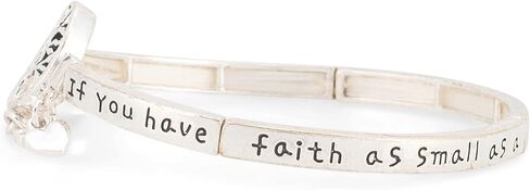 Dicksons Faith of a Mustard Seed Tree of Life Women's Tile Stretch Silver-Plated Charm Bracelet in Saudi Arabia