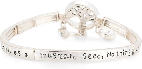 Dicksons Faith of a Mustard Seed Tree of Life Women's Tile Stretch Silver-Plated Charm Bracelet in Saudi Arabia