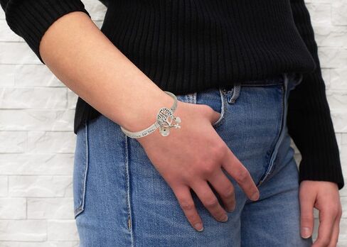 Dicksons Faith of a Mustard Seed Tree of Life Women's Tile Stretch Silver-Plated Charm Bracelet in Saudi Arabia