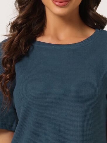 Womens Lounge Sets with Pockets Waffle Outfits T-shirt and Shorts Loungewear Sweatsuits in Saudi Arabia
