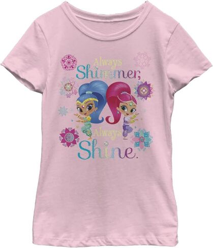 Nickelodeon Shimmer Always Shine Girls Short Sleeve Tee Shirt, Light Pink, Small in Saudi Arabia