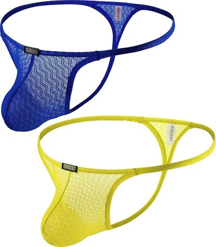 IKINGSKY Men's Lace See Through G-String Underwear Soft Breathable Thong Sexy Low Rise Pouch Y-back Under Panties in Kuwait