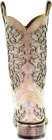 Corral White Glitter & Crystals Womens Square Toe Western Boots A3397 in Saudi Arabia