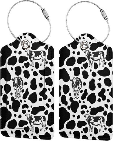 2 Pcs Luggage Tags Cow Pu Leather Cruise Suitcase Bag Travel Tag with Stainless Steel Ring Privacy Name Id Luggage Tag Suitable for Women Men in Saudi Arabia