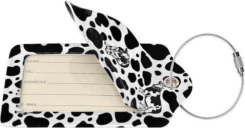 2 Pcs Luggage Tags Cow Pu Leather Cruise Suitcase Bag Travel Tag with Stainless Steel Ring Privacy Name Id Luggage Tag Suitable for Women Men in Saudi Arabia
