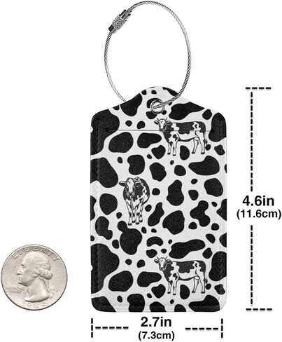 2 Pcs Luggage Tags Cow Pu Leather Cruise Suitcase Bag Travel Tag with Stainless Steel Ring Privacy Name Id Luggage Tag Suitable for Women Men in Saudi Arabia