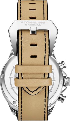 Stuhrling Original Men's Aviator Chronograph Watch with Date and 24 Hour Subdial and Leather Strap in Saudi Arabia