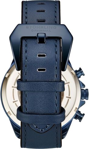 Stuhrling Original Men's Aviator Chronograph Watch with Date and 24 Hour Subdial and Leather Strap in Saudi Arabia