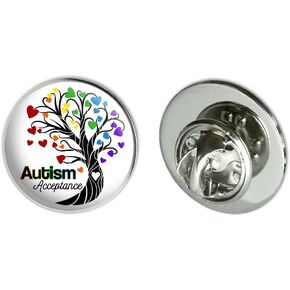 Autism Acceptance Tree of Life with Hearts Metal 0.75" Lapel Hat Pin Tie Tack Pinback