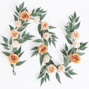 6FT Artificial Flowers Spring Garland, Wedding Table Garland, Centerpieces for Wedding Table Decor, Wedding Ceremony Backdrop Arch Flowers Table Centerpieces Decor, Rose Flower Vines(Champagne)