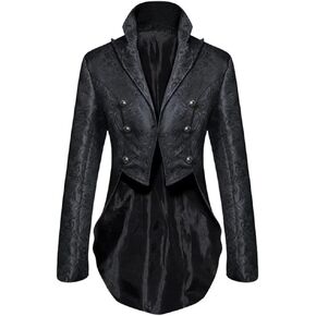 Men's Gothic Jacquard Tuxedo Blazer Medieval Victorian Double Breasted Tailcoat Formal Wear Dinner Jacket