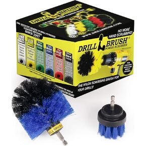 Industrial Grade Electric Spin Scrubber for Drill Set: Ultra Stiff Nylon Brush for BBQ, Grill, Smoker, Griddle, Concrete, Graffiti, Oil Stains - Rust Cleaning Supplies for Stainless Steel & Metal