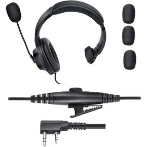 Walkie Talkie Over The Ear Headset Noise Reduction Earmuff Headphone Earpiece Ptt Boom Mic for Baofeng Retevis Sancom Kenwood uv5r uv 5r uv-5r rt21 rt22 2 Pin Radio(Big Earmuff Single Ear)