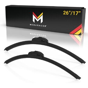 شفرة ممسحة ميجا ريسر 26 بوصة + 17 بوصة، شفرات ممسحة الزجاج الأمامي البديلة للسيارات لسيارتي، مساحات الزجاج الأمامي لجانب السائق والراكب، جودة OEM لجميع المواسم، شفرات ممسحة السيارة المثبتة يدويًا 2 حزمة in Kuwait