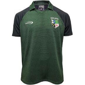 Lansdowne Mens Bottle Green 100% Polyester Ireland 4 Provinces Collar Performance T-Shirt